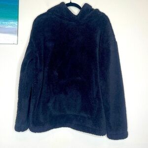 Aeropostale black sherpa fleece soft hooded warm oversized pocket pullover